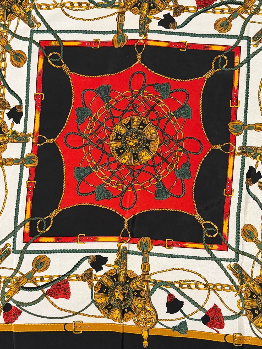 Hermes Silk Scarf - Black, Red, Gold - Picture 7 of 12